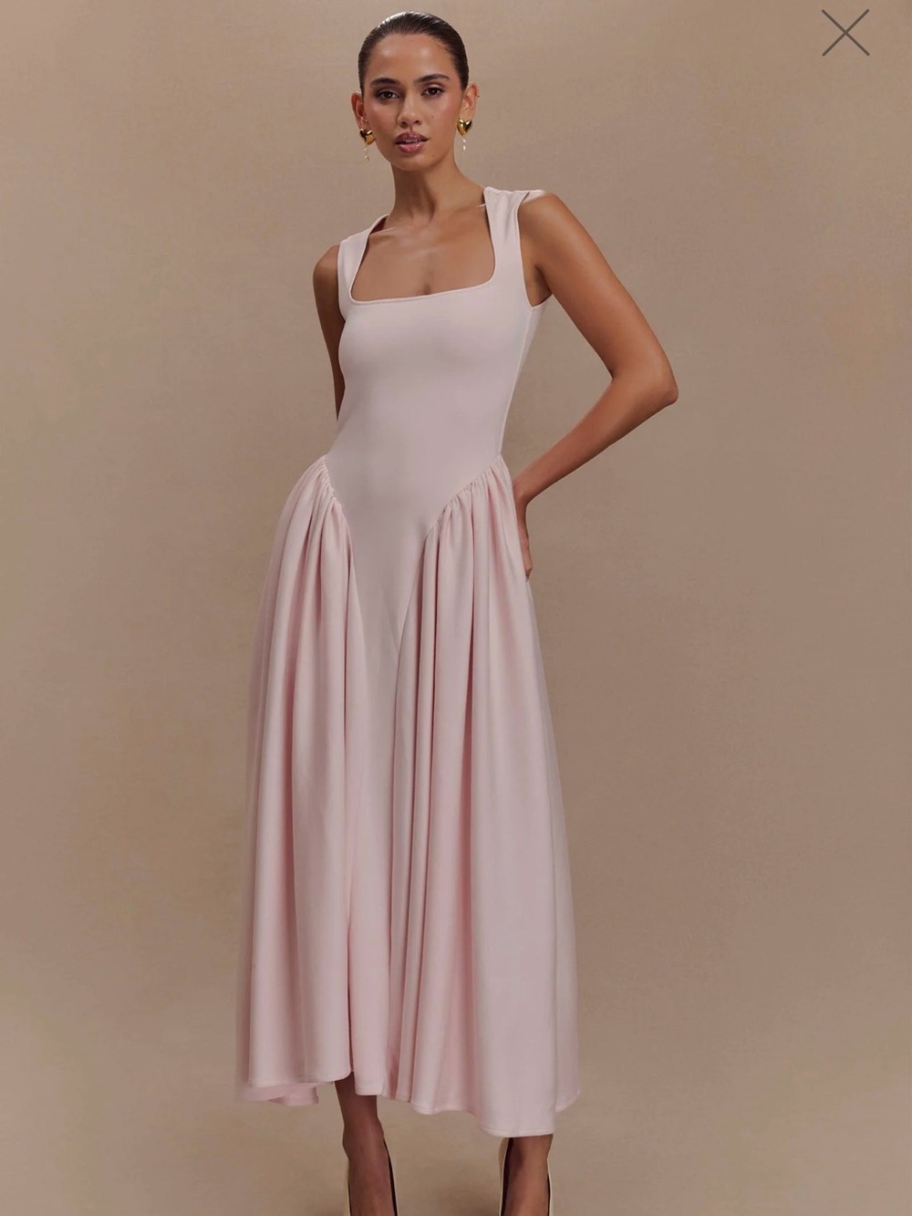 Meshki Blush Strapless Square-Neck Maxi Dress